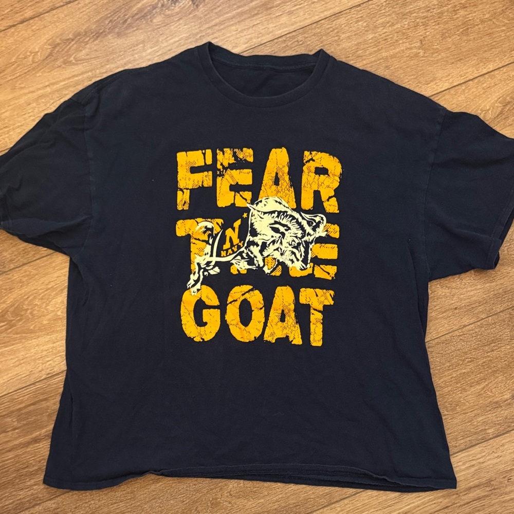 Men's Short Sleeve 'Fear The Goat' Graphic Tee - Navy/Yellow